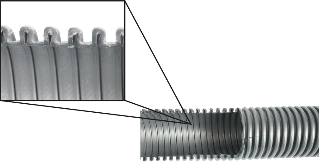 Cen-Tec Systems 30 Ft. Premium Shop Vacuum Extension Hose with 2 tank adapters and 1.25" curved end, Silver