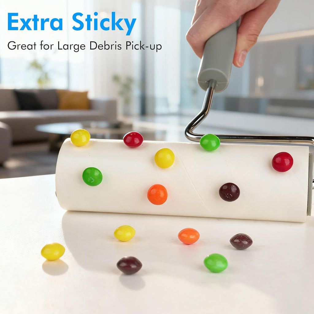 Extra Sticky Large Surface Lint Roller, 6.3'' Giant Lint Roller for Pet Hair, Lint Remover Roller for Cat Hair, Clothes, Furniture (1 Handle + 270 Sheets)
