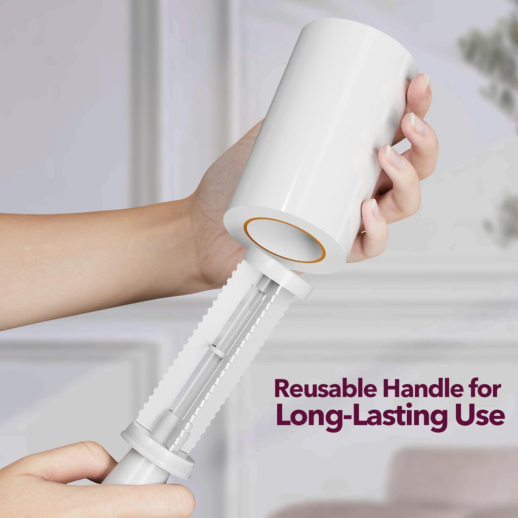 MEIQIHOME Lint Rollers for Pet Hair Extra Sticky, 440 Sheets Value Set Lint Roller with 2 Upgraded Handles, 4 Rollers Portable Pet Lint Remover for Clothes, Furniture, Carpet, Dog & Cat Hair Removal