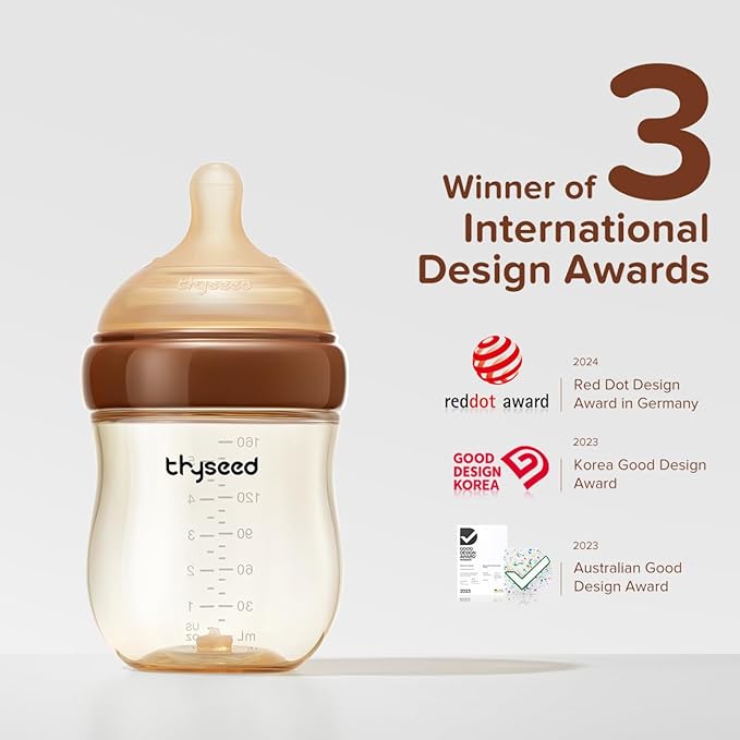 Thyseed PPSU Natural Anti-Colic Baby Bottles | Newborn Breast Like Nursing Bottle for Breastfed Babies with Nipple(2-3 Months),5oz,1pack
