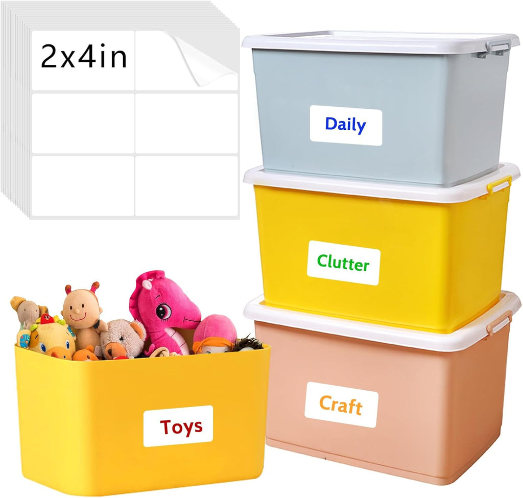 Joyberg Storage Box Labels, 420 Pcs, 2''x4'', Removable, Tear-Resistant, No Residue, for Bottles, Jars, School, Home, Business Organizing