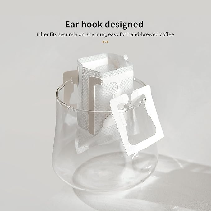 Hanging Ear Drip Coffee Bag Holder with 50-100Pcs Portable Coffee Filter Paper Bag, Coffee Drip Bag Chair Stand, Portable Coffee Filter Paper Bag, for Easy Pour Over (Stand + 50 Bags)