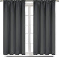 BGment Short Blackout Curtains 48 Inches Length - Rod Pocket Thermal Insulated Room Darkening Window Drapes for Kitchen Bedroom Bathroom, Dark Grey, 2 Panels, 42 x 48 Inch