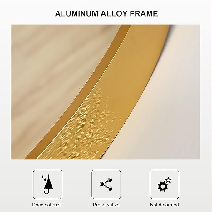 Oval LED Illuminated Bathroom Mirror, Wall-mounted Vanity Makeup Mirror with Demister Pad, 3 Dimmable Color Temperatures & Touch Control, Metal Frame Anti-Fog Lighted Wall Mirror ( Color : Rose Gold F