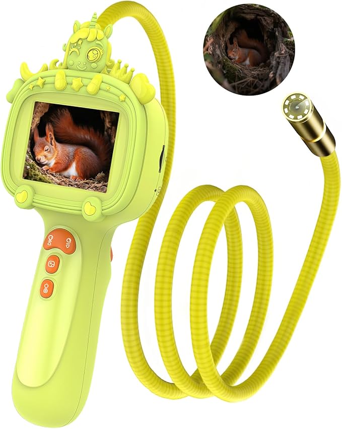 Borescope Snake Camera Endoscope with Light & Flexible Tube for Kids - Educational STEM Science Toy for Boys & Girls Ages 3-10, Birthday for Nature Exploration - Green