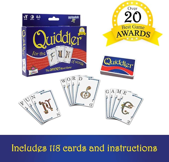 Quiddler Card Games for Kids - Playing Cards Word Games, Deck of Cards, Fun Family Games for Kids and Adults, Game Night, Travel Games, Multi-Player, Ages 8+