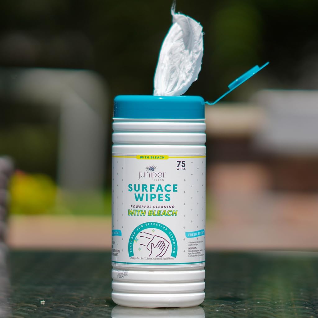 4 Pack Surface Cleaning Wipes with Bleach, All-Purpose Cleaner for Bathroom, Kitchen, Office, 300 Count Canister, 7.5" x 7" Sheet, Fresh Scent, Lint Free & Durable