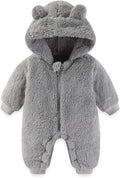 Newborn Baby Bear Outfit Suit Girls Boys Fleece Jumpsuit Romper Hooded Winter Snowsuit Clothes