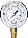 SENCTRL 0-100 Psi Pressure Gauge, 2" Dial Size, 1/4 NPT Lower Mount, Waterproof, Stainless Steel Case, for Water Filter Well Pump Air Tire Low Pressure Test