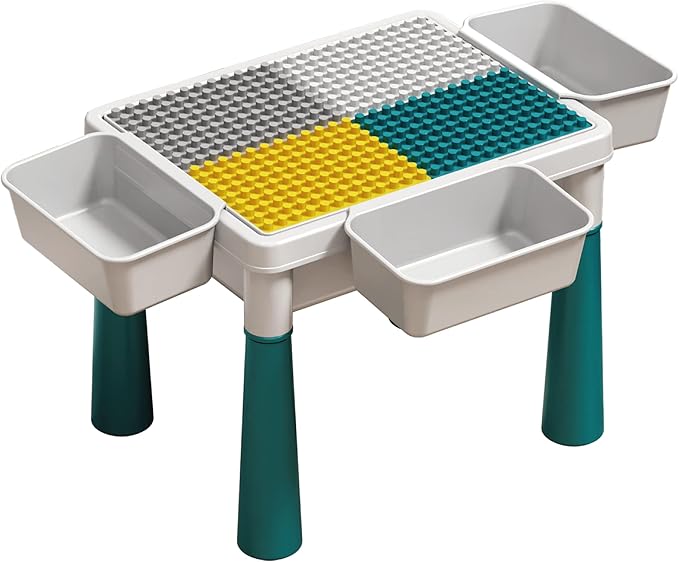 Small Activity Table for Toddlers 1-3, Kids Sensory Table for Playing Building Blocks, Marble Run Toy, Sand & Water, Color Dough, Art & Craft, Drawing & Learning (Small)