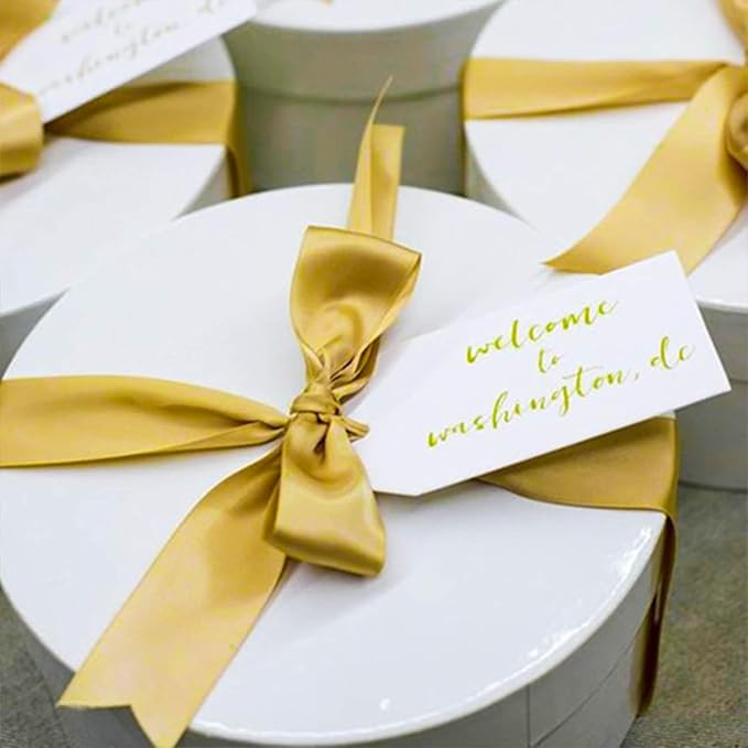 1" x 100 Yards Old Gold Polyester Satin Ribbon Single Faced Bulk Fabric Ribbons for Gift Wrapping, Crafting, Bows Making, Flower Bouquet, Wedding, Home Decor