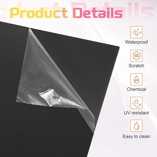 uxcell 3Pcs Acrylic Sheets 12x6 Inch Acrylic Panel 1/8 Inch-3mm Plastic Board for Picture Frames Sign Holders DIY Display Projects Craft, Black