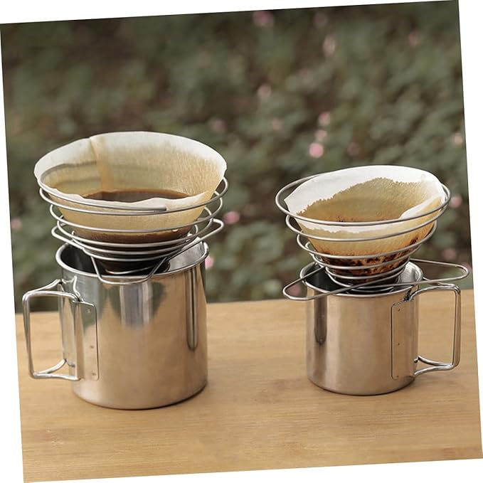 Zerodeko 2pcs Coffee Filters Compatible Stainless Steel Dripper Camping Dripper Filter Cup for Easy Extraction