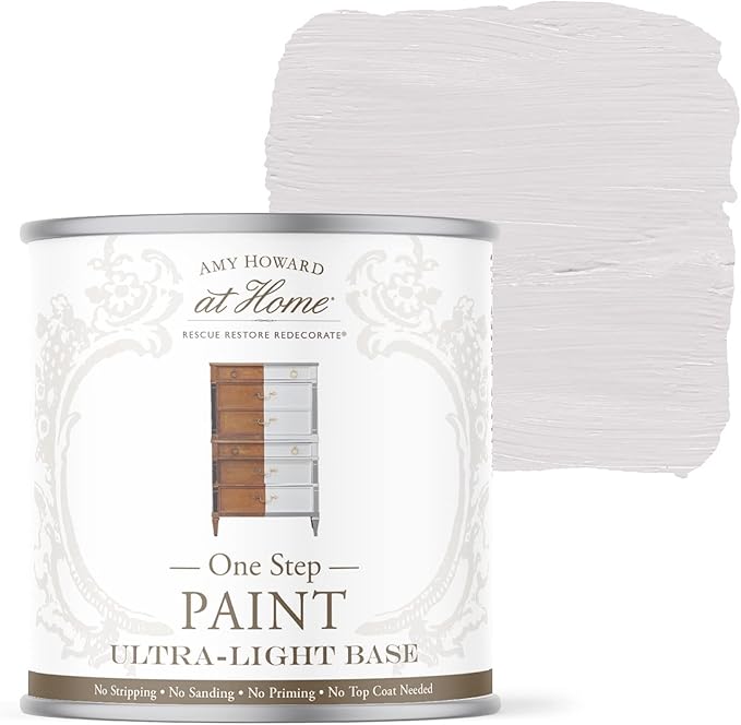 AMY HOWARD AT HOME Chalk-Based One Step Paint for Furniture, Cabinetry, Decor, Finish, and More | No Stripping, Sanding, or Priming | Ultra-Light Base | 16 Ounce | Spa White