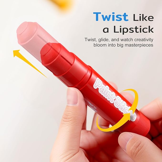 24 Colors Tempera Paint Sticks, No Mess, Quick-Drying & Non-Toxic Art Supplies, Easy-Grip for Toddlers and Kids, Works Great on Paper, Wood, Glass, Canvas, Gifts for Drawing on Various Objects