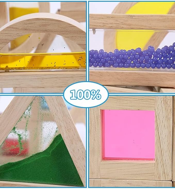 Large Wooden Building Blocks for Toddlers Baby Kids 16 Pcs Rainbow Blocks Geometry Sensory Stacking Construction Toys Set Colorful Preschool Learning Educational Toys for Boys & Girls…