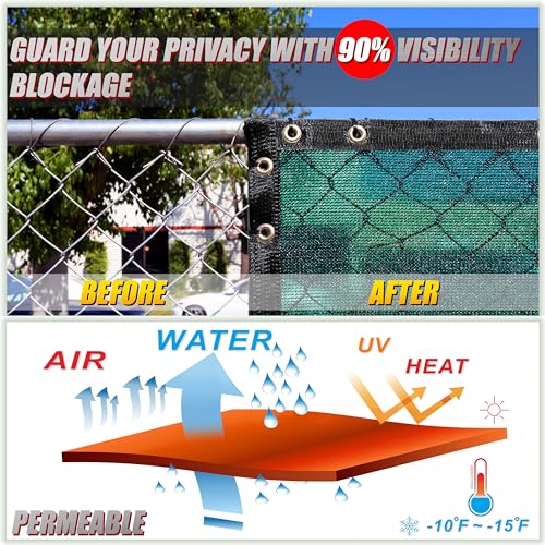 ColourTree 4' x 16' Black Fence Privacy Screen Windscreen Cover Fabric Shade Netting Mesh Cloth - Commercial Grade 170 GSM - Cable Zip Ties Included - We Make Custom Size - color: Black 2nd Generation, size: 0 4' x 1 6'