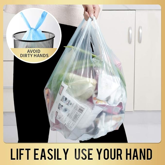 Handle Trash Bags 4 Gallon 100 Counts Small Garbage Bags for Office,Kitchen,Bedroom Waste Bin, Rubbish,Trash Can Liner