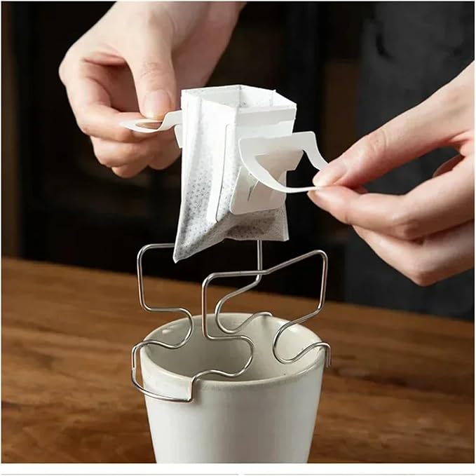 1x Coffee Filter Holder Portable Reusable Outdoor Tea Filters Dripper Baskets Disposable Ear Drip Paper Bag Shelf Japanese Style(C)