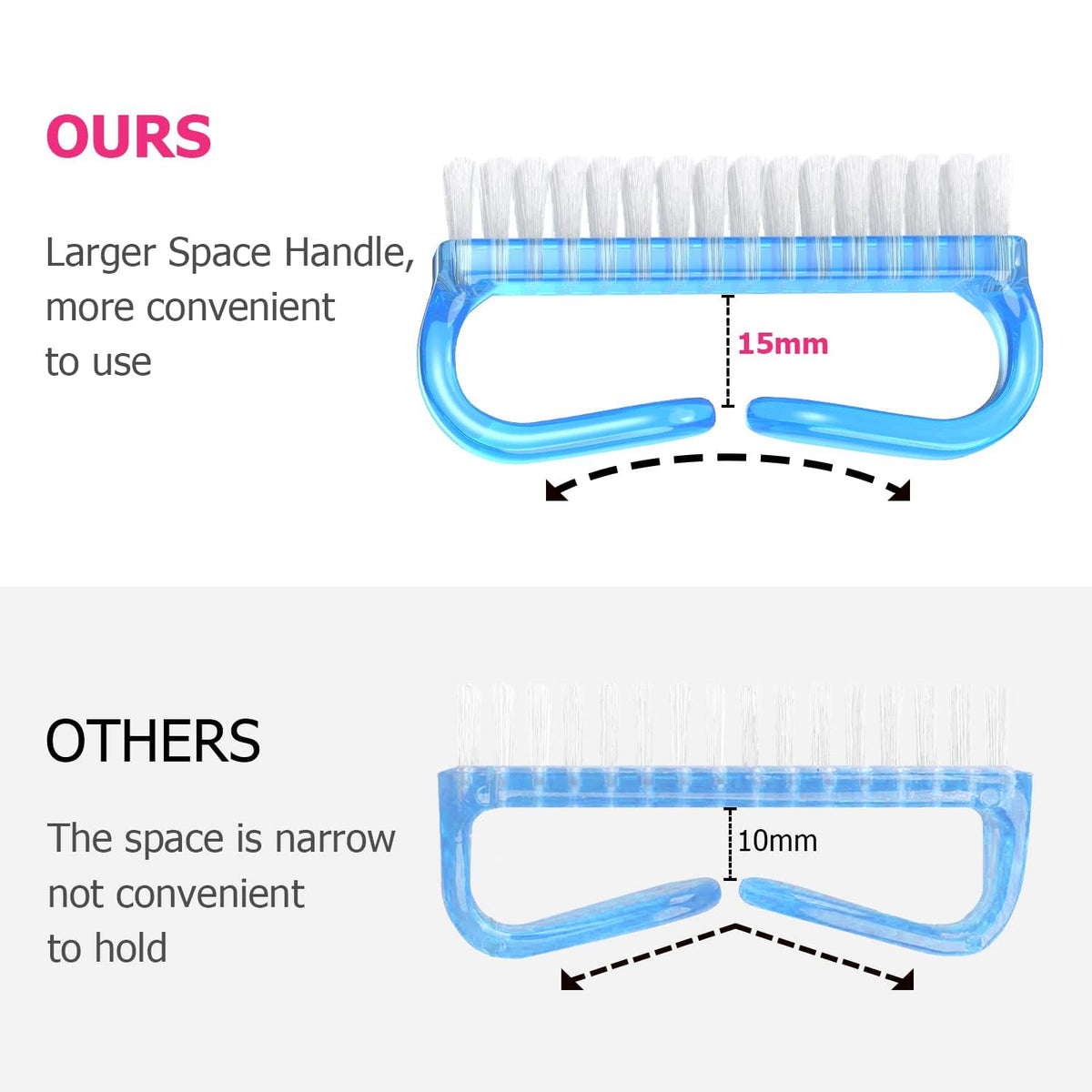 Handle Grip Nail Brush, Hand Fingernail Brush Cleaner Scrubbing Kit Pedicure for Toes and Nails Men Women (4 Pack) (Color-7)