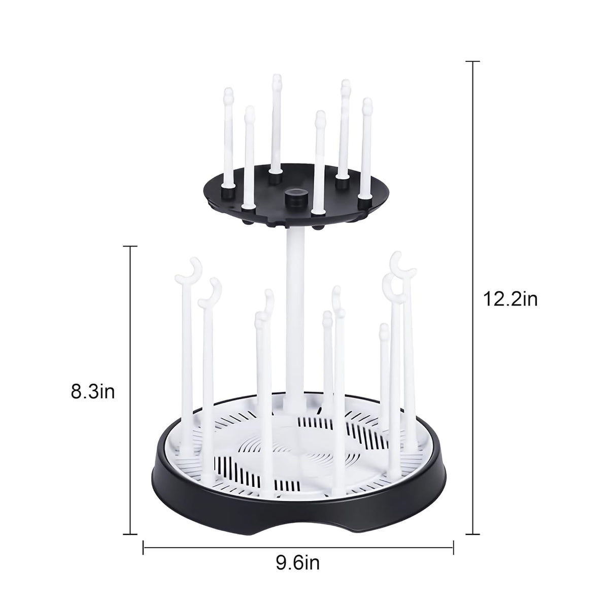 Baby Bottle Drying Rack,Double-Layer Bottle Drying Rack,Hold Up to 16 Baby Bottles,Suitable for Indoor, Kitchen, Living Room（Black and White）