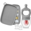 SAMiGO Baby Food Fruit Feeder and Breastmilk Popsicle Mold Set, Silicone Fruit Teether, Food Feeder Pacifier for Teething Relief, Freezer Tray, Baby Feeding Essentials, 4 Months+