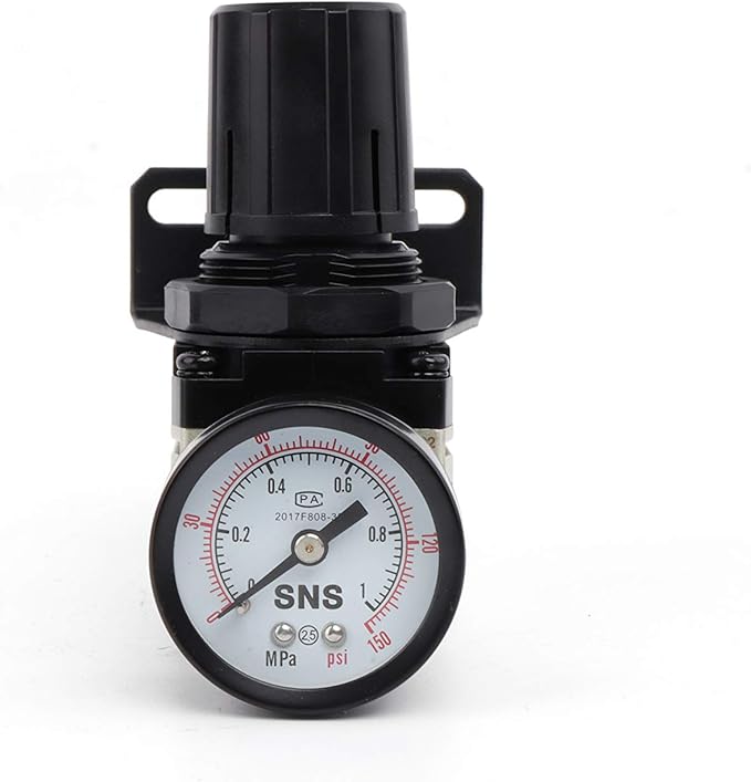 SNS Air Compressor Pressure Regulator With Bracket and Gauge Female Thread 1/4 NPT 0-150 PSI Adjustable AR2000-N02