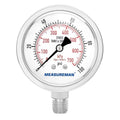 MEASUREMAN Pressure Gauge 1/4 NPT, 0-100psi/kPa Fully Stainless Steel Hydraulic Glycerin Filled Pressure Gauge with 2.5 Inch Dial Size (0-100 psi, Lower Mount - 100% Stainless Steel)