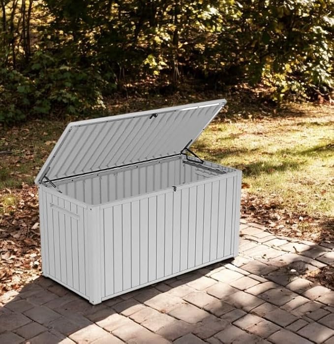 170-Gallon Outdoor Storage Deck Box, Weather-Resistant, (White)