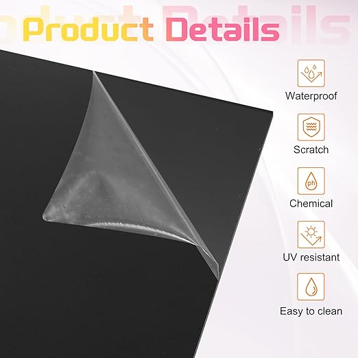 uxcell 2Pcs Acrylic Sheets 12x8 Inch Acrylic Panel 1/8 Inch-3mm Plastic Board for Picture Frames Sign Holders DIY Display Projects Craft, Clear Black