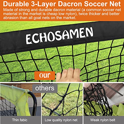 Kids Soccer Goals for Backyard, 2 of 6 x 4 ft Kids Soccer Goal Set Soccer Net with 10 Soccer Cones, Agility Ladder & Carry Bag, Portable Soccer Training Equipment. - color: Orange