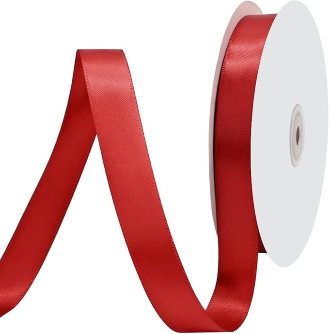 Red Satin Ribbon 3/4" X 50 Yards Solid Color Double Faced Ribbons Perfect for Crafts, Wedding Decor, Bow Making, Arts Sewing and More
