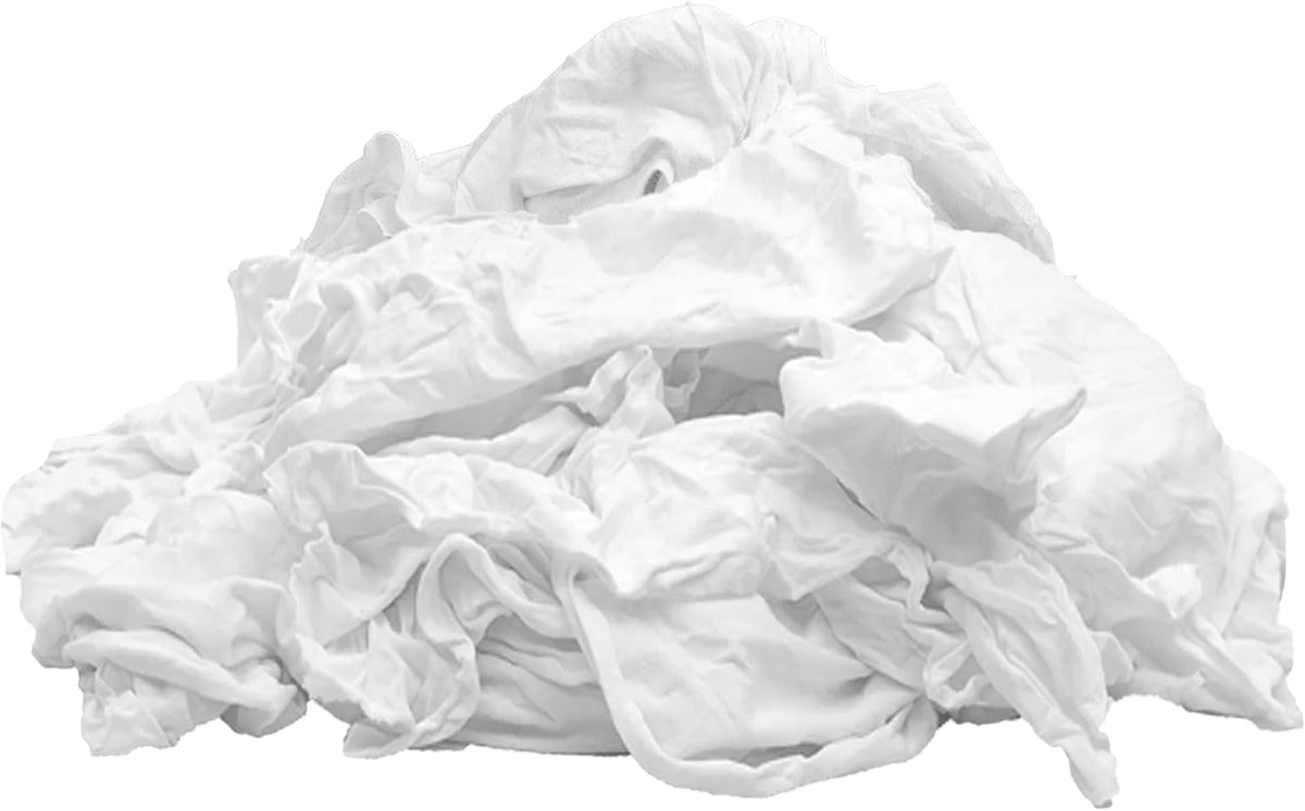 Premium White T-Shirt Cleaning Rags (600 lbs. Pallet 60x10 lbs. Bag of Rags) – White Cotton Rag for Cleaning, Staining, Painting, Oil, Grease & Dust Removal – Shop Rags Bulk