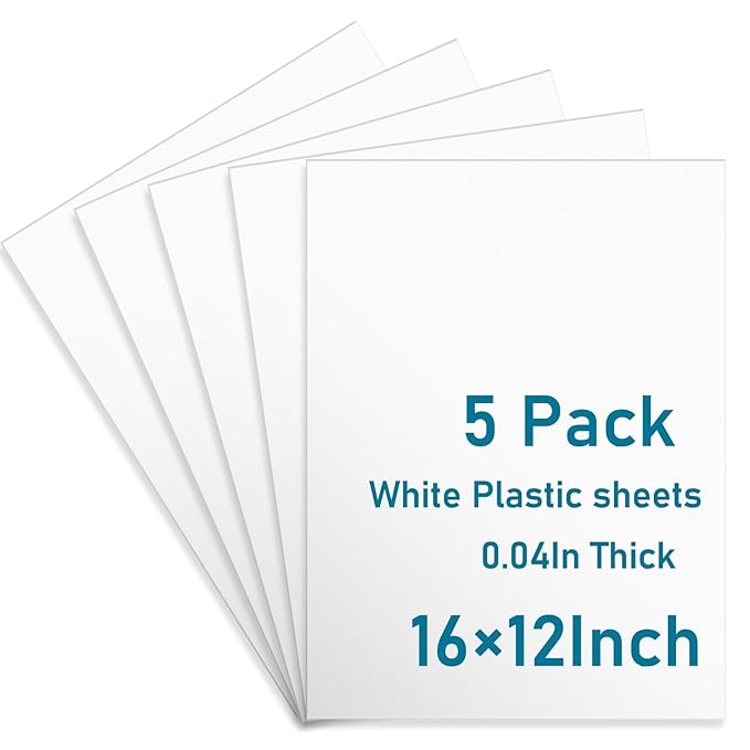 5 Pack White Plastic Sheets 12x16x0.04 in Flexible High Tensile Plastic Sheets Hard Plastic Panel for DIY Materials Handicrafts Home Decoration