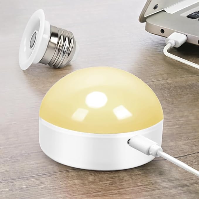BLUEYE Rechargeable Battery Operated Light Bulb,2Packs,300LM,40W Equivalent,E26 Detachable Charging(E12 available),4 Color Temperature,Remote Control Puck Emergency Lamp,Timer,Dimmer,For Non-Hardwired