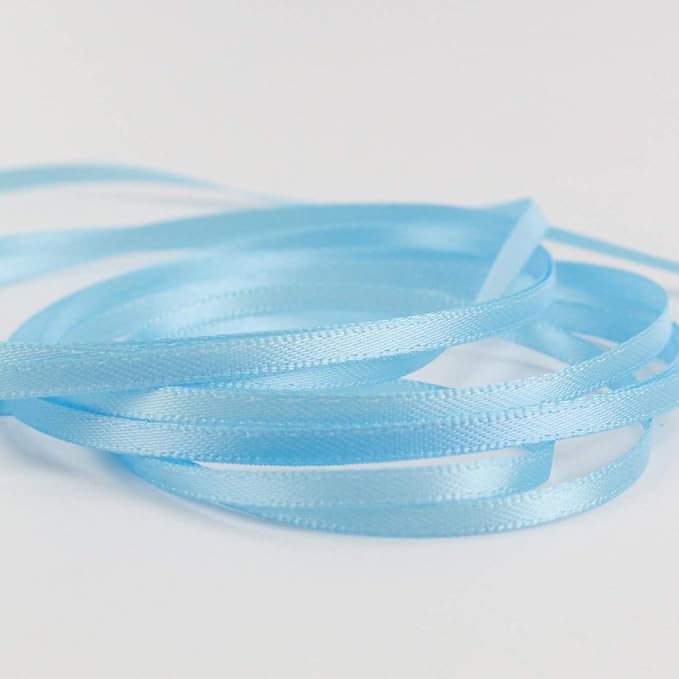 HUIHUANG Solid Color Satin Ribbon 1/8 inch x 100 Yards Roll Ribbon Thin Satin Baby Light Blue 1/8 Crafts Ribbon for Crafts Gift Wrapping DIY Bows Invitation Card (Blue)