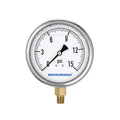 MEASUREMAN Glycerin Filled Plumbing Pressure Gauge 0-15psi Stainless Steel Case, 4" Dial 1/4" NPT Brass Lower Mount, Suitable for Water Systems, Pneumatic Equipment, RVs, Home Plumbing