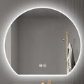 Bathroom Mirror with 3 Colour LED Lights, Wall Mounted Bathroom Vanity Mirror, Demister Heat Pad/Dimming Function/Touch Switch Smart Mirror(A,43.3"x38.9"/110x99cm)