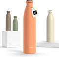 LARS NYSØM Stainless Steel Insulated Water Bottle 12oz 17oz 25oz 34oz 51oz | Insulated Thermo Flask for Hot and Cold Beverages | Leakproof Drinking Bottle (Pumpkin Orange, 33.9 oz)
