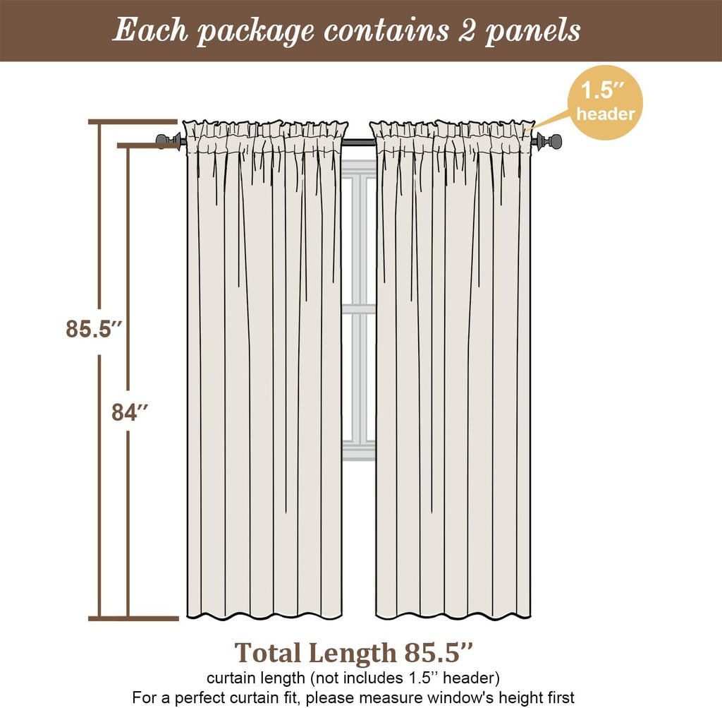 Chyhomenyc Ivory Sheer Curtains 84 Inches Long 2 Panels, Light Filtering Ivory Curtains for Living Room, Soft Gentle Voile Rod Pocket Bedroom Window Drapes, 59Wx84L Inch, 2PCS
