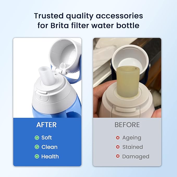 GLACIER FRESH Bottle Mouthpiece Replacement for Brita Water Bottle, Silicone Bottle Bite Valve Replacement Parts Compatible with Brita Water Bottles, 2 Packs