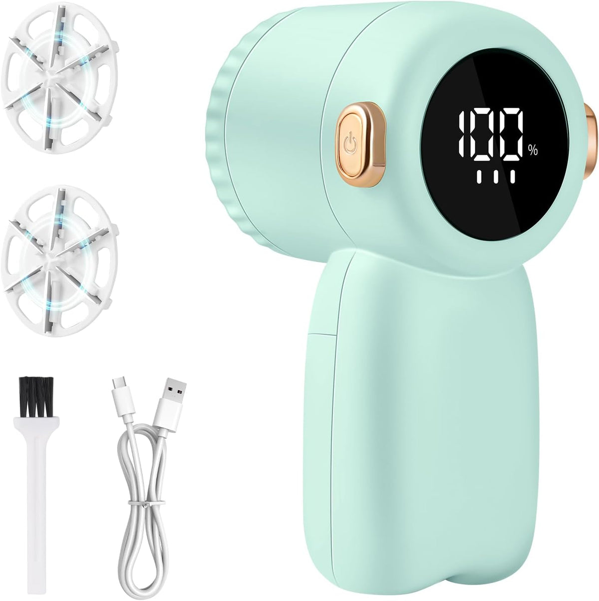 Rechargeable Fabric Shaver,Electric Lint Remover with Digital Display,3-Speeds Sweater Shaver for Clothes and Furniture (Green)
