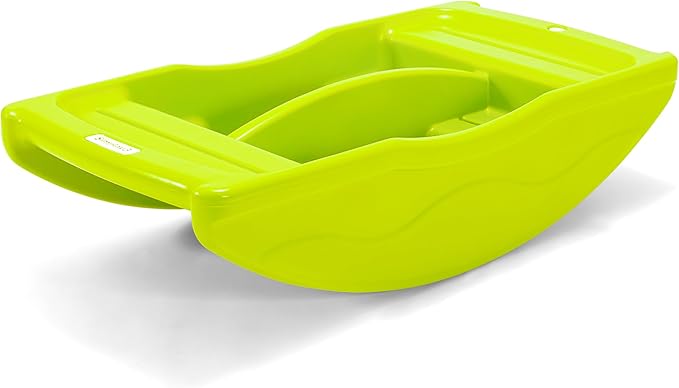 Simplay3 Two Sided Rock and Roll Teeter Totter Seesaw and Climbing Bridge, Fits up to Four Children and Kids for Rocking and Climbing - Indoor/Outdoor, Made in USA (Lime Green)