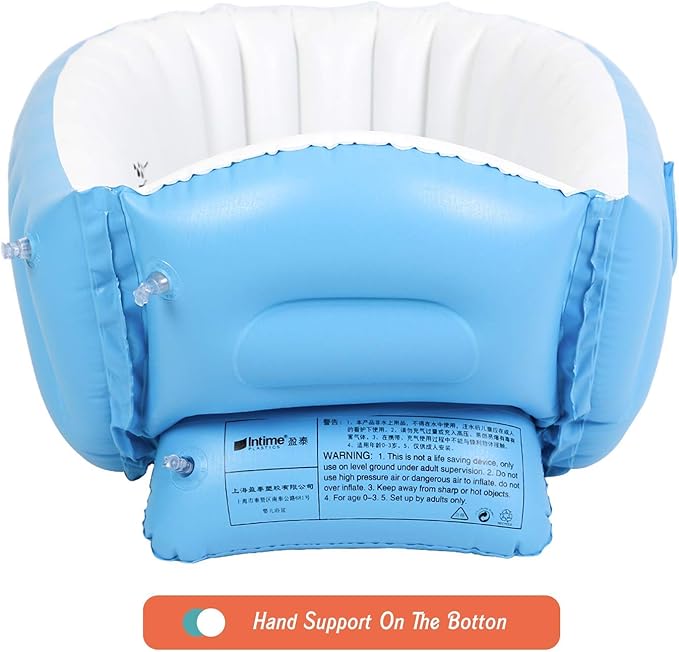Baby Inflatable Bathtub, Portable Infant Toddler Bathing Tub Non Slip Travel Bathtub Mini Air Swimming Pool Kids Thick Foldable Shower Basin with Air Pump, Blue