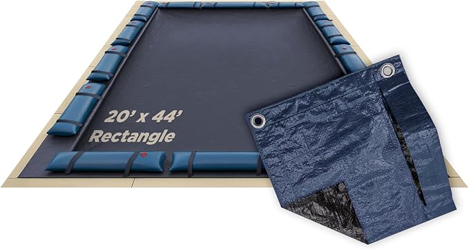 Buffalo Blizzard Deluxe 20 ft x 44 ft Rectangular Winter Pool Cover | Blue/Black | Closing Inground Swimming Pools | Easy to Install | Heavy Duty, Cold & UV Resistant | Shields from Seasonal Debris