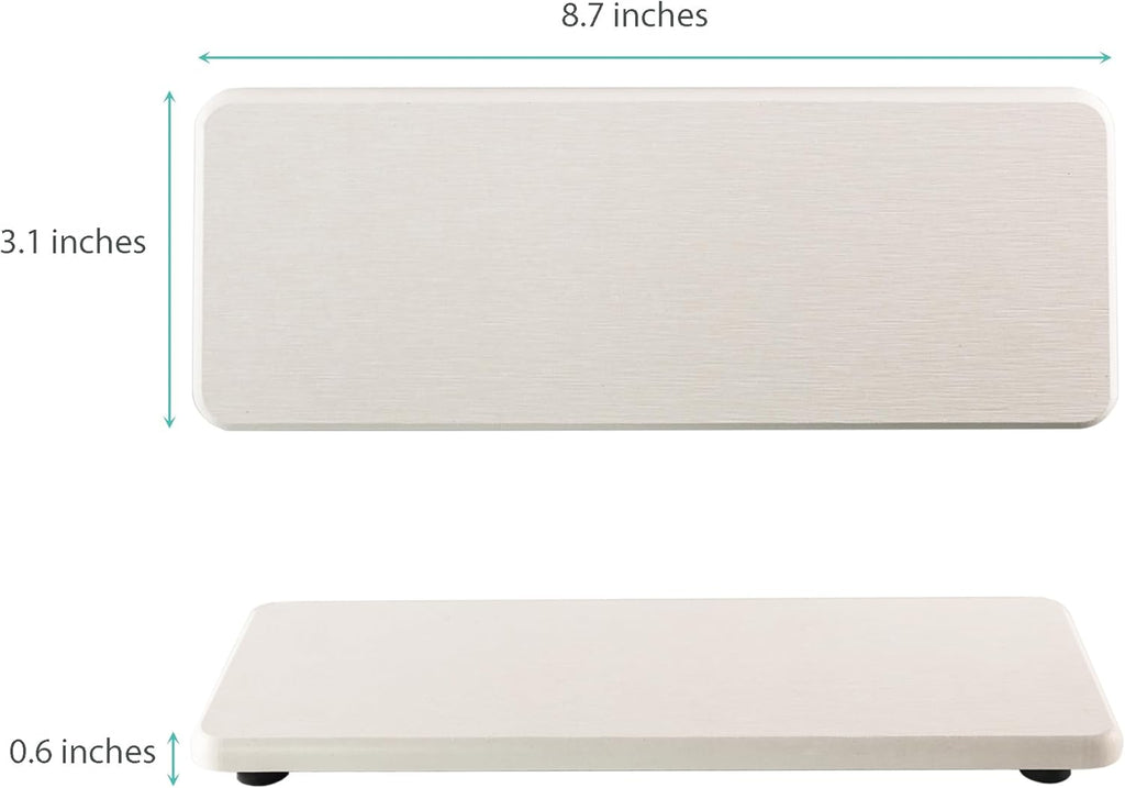 2 Pcs Water Absorbing Stone Trays, Kitchen/Bathroom Sink Soap Dish, Diatomite Tray Used for Hand Soap & Cosmetic Bottles in The Modern Home, 3.15" W x 8.7" L, White