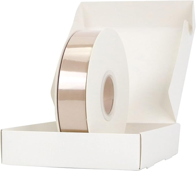 HUIHUANG Satin Ribbon 1 inch Vanilla Silk Satin Ribbon 50 Yards Double Face Satin Ribbons for Crafts Gift Wrapping Bows Floral Bouquet Cake Box Christmas Decor Wedding Invitation Card Party Favor