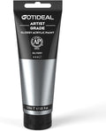 GOTIDEAL Metallic Acrylic Paint Silver Tubes(120ml, 4.1 oz) Non Toxic Non Fading,Rich Pigments for Painters, Adults & Kids, Ideal for Canvas Wood Clay Fabric Ceramic Craft Supplies (Silver)