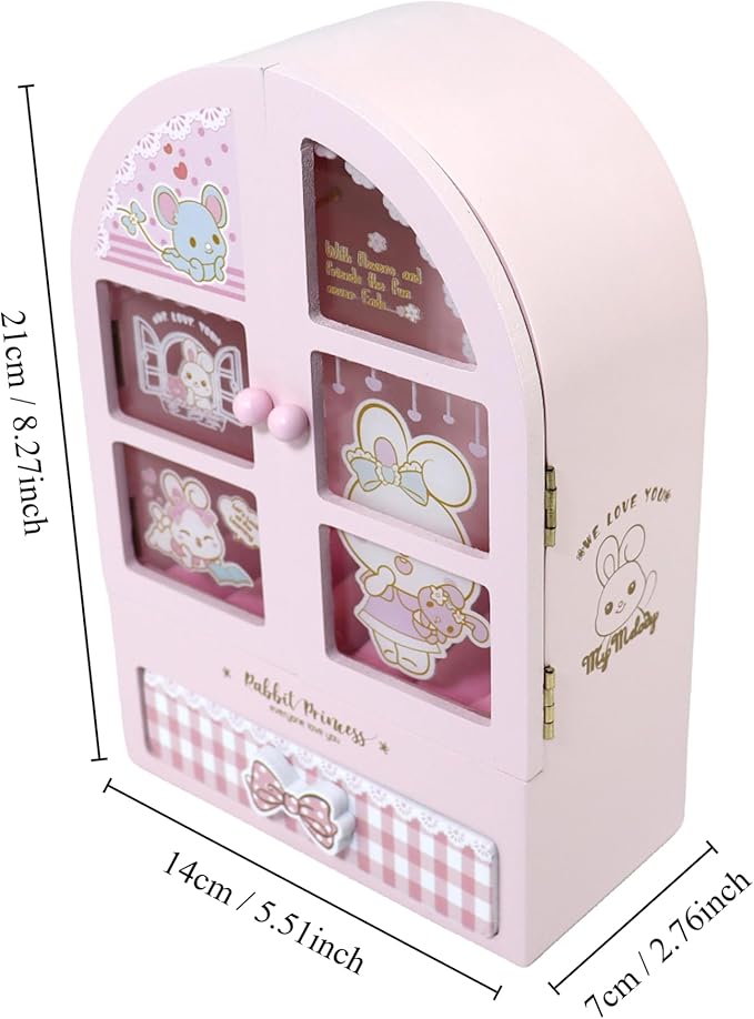 jewelry box for girls Pink Cute bunny girls jewelry box Little girl birthday christmas Gift kids jewelry box