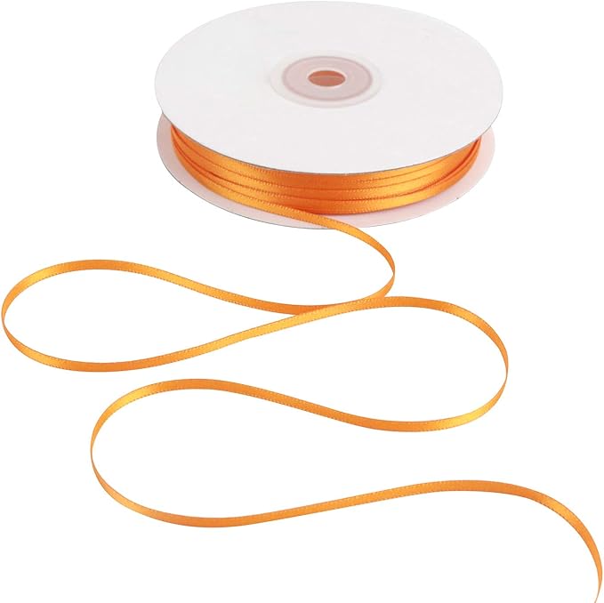 HUIHUANG Solid Color Satin Ribbon 1/8 inch x 100 Yards Roll Ribbon Halloween Decoration Ribbons for Crafts Party Decoration Gift Packing (Orange)